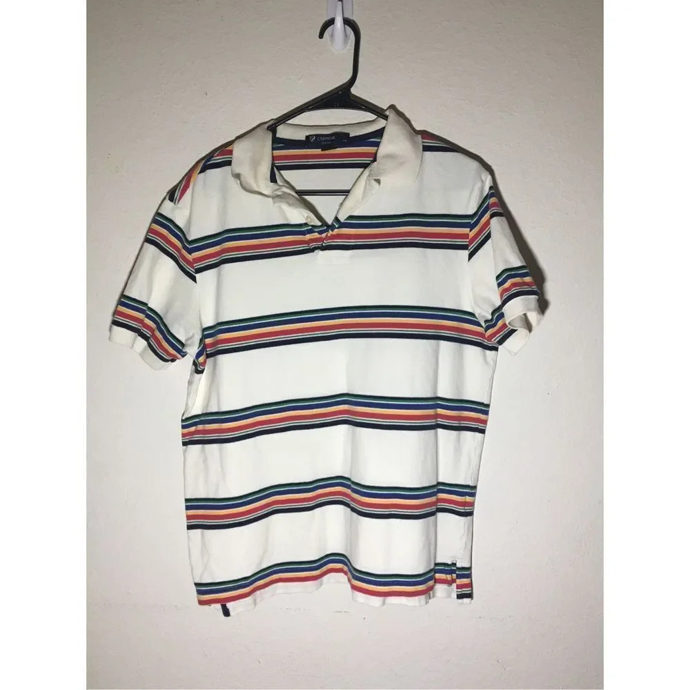 Mens Cremieux Polo Size Medium Striped Multicolored Formal Casual Spring Summer